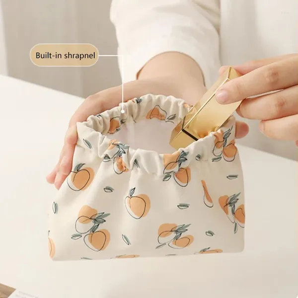 Bolsas de armazenamento 1pc Mini Canvas Cosmetic Bolsa para Bolsa de maquiagem de maquiagem de bolsa de moedas de batom Bolsa de organizador de carteira Kawaii