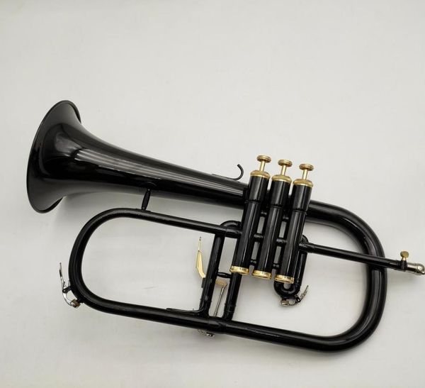 BB Tune Flugelhorn Siyah Nikel Altın Kaplama Yüksek Kaliteli Müzik Enstrümanı Profesyonel Case Ağızlık Accessories 3296863