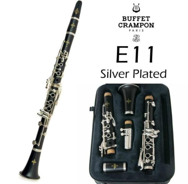 Nuovo clarinetto professionale buffet crampone e11 modello bb clarinet argento placcato 17 chiavi uno barili New2489109