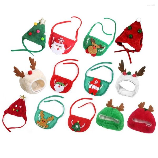 Dog Apparel Supplies 2024 Caps Holida de férias Natal Ornamentos de festas pequenas de Natal Cosplay Papai Noel Cat Hat Hat Pupps