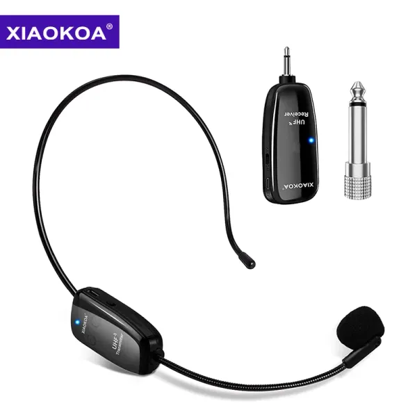 Microfones UHF Wireless Microphone Headset e Handheld 2in1 50m Range recarregável para amplificador de voz Teach