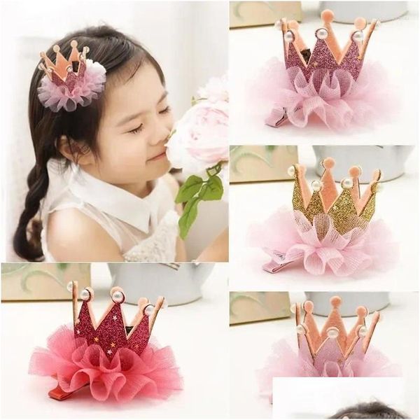 Acessórios para cabelos bebê tiara menina hairpins crianças florestas de flores macias banda de elástico crianças nylon bandeira coroa clipes de entrega de entrega otdmc