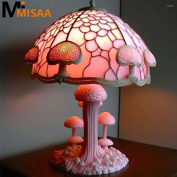 Lâmpadas de mesa Resina Lâmpada de cor Ornamentos Decoram os cogumelos de mobília retro de casas de casa atmosfera produtos domésticos 15cm