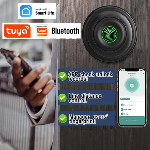 Lock Tuya Smart Home Fingerabdruck Schloss Bluetooth Smart Door Lock Biometrische Fingerabdruck entsperren Keschlarts -App -Steuerungssicherheitsschutz
