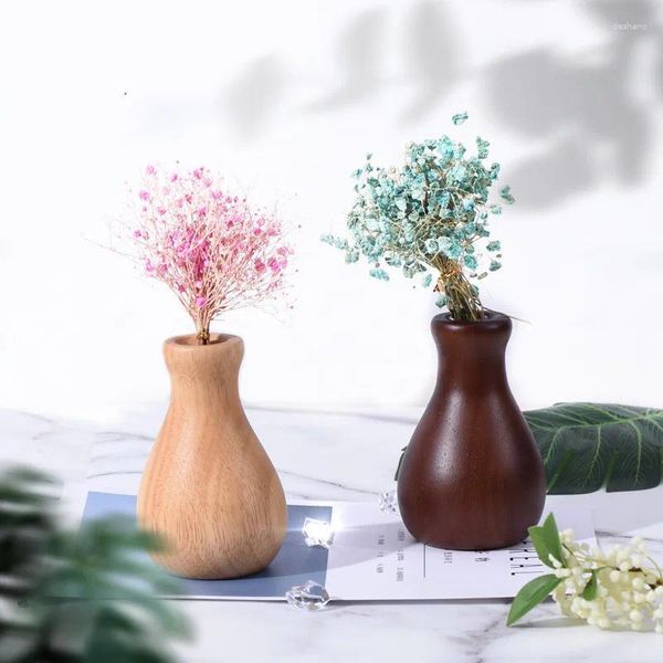 Vasen Massivholzblumen Vase kleine Ornamente Wohnzimmer Einfaches Hauszubehör