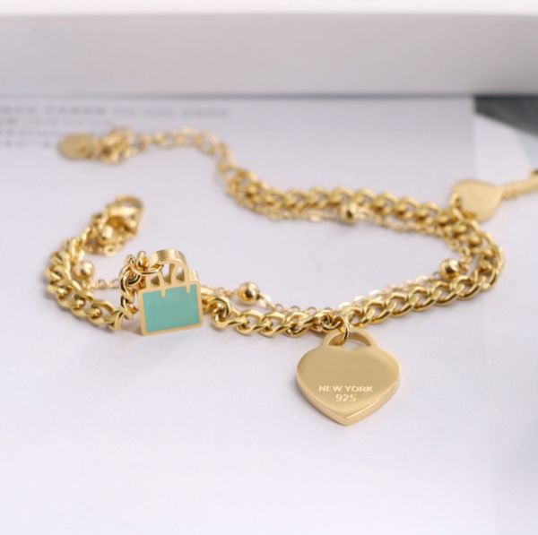 Braccialetti a catena del cuore a chiave oro in oro mai sbiadire braccialetti da design di lusso in oro 18K braccialetti inossidabile per uomini gioielli