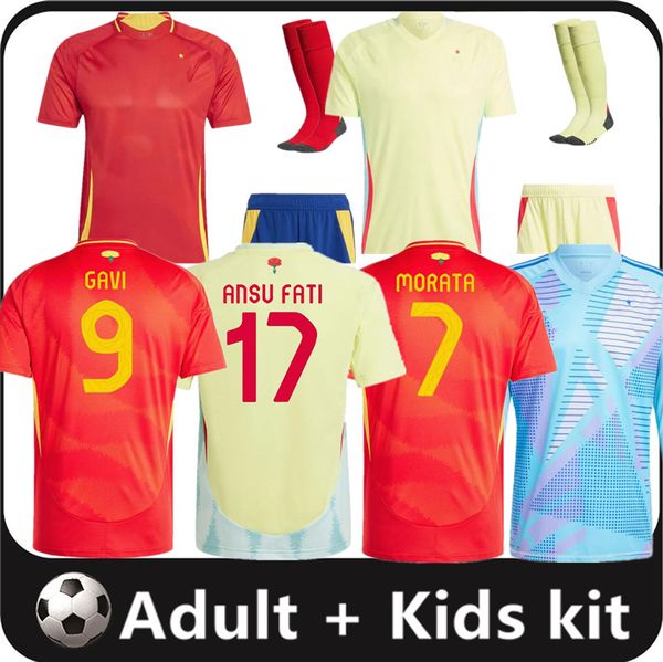 2024 2025 ESPANA Morata PEDRI GAVI Maglie da calcio giocatore di calcio Asensio Carvajal Merino Fabian Camisetas de futbol yeremy ansu fati olmo calcio camicie da uomo kit per bambini 16-4xl