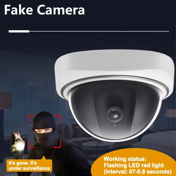 Abbigliamento per interno/esterno fittizio esterno Smart sorveglianza fotocamera casa cupola impermeabile con telecamera di sicurezza CCTV falsa con luci a led lampeggianti