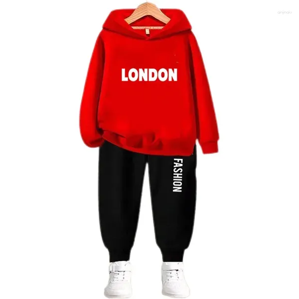 Kleidungssets 2-13 Jahre Teens Tracksuit Zwei-Stück-Set Frühling Autumn Pullover Hoodies Jogging Hosen Jungen Sportanzug Londo Outfits