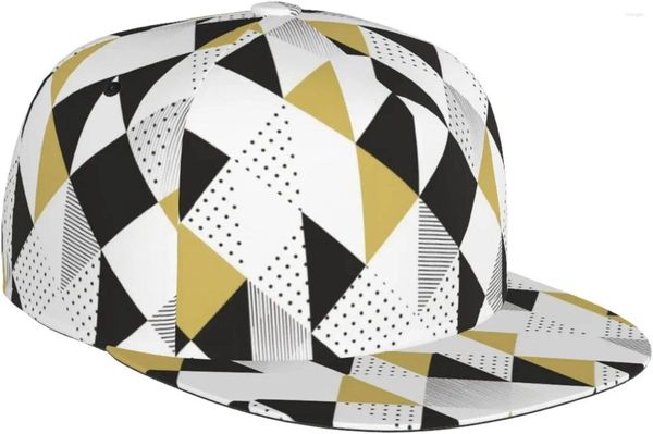 Ballkappen abstrakte geometrische Golddreiecksmuster Flat Bill Hut Unisex Snapback Baseball Cap Hip Hop Style Visor Blank