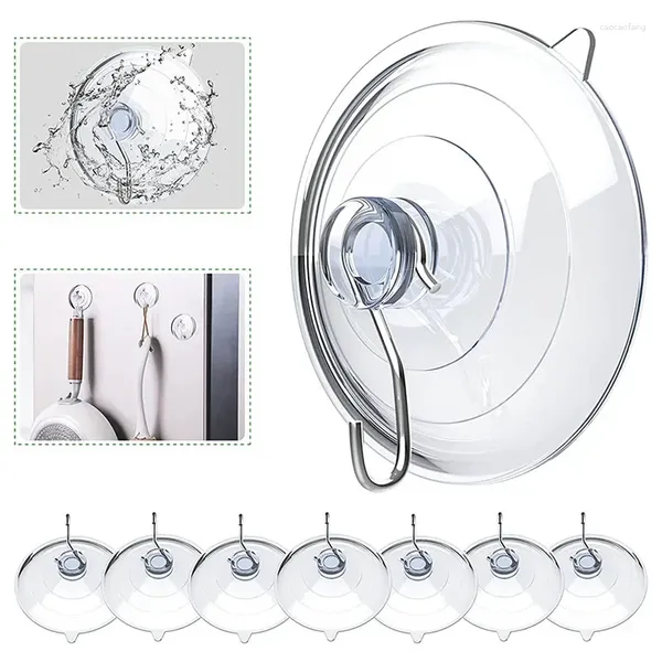 Ganci da 6 pezzi di aspirazione chiara tazze grandi con gancio sospeso riutilizzabile in acciaio inossidabile per la finestra del bagno cucina