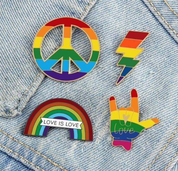 Broches homossexuais de arco -íris LGBT Pride Pino de esmalte em forma de coração para camisa de bolsa Denim Lapel Badges Icon Pins Lesbian Jewelry4810548