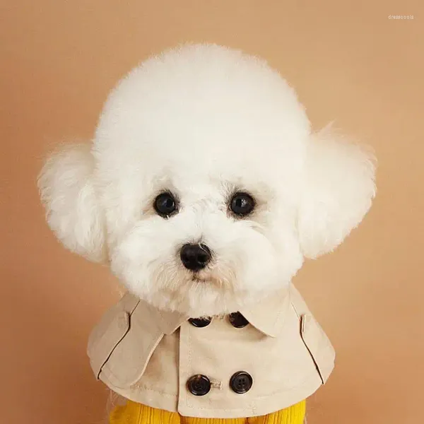 Abbigliamento per cani bottoni britannici vestiti autunno pet cappotto marrone mantello natalizio abbigliamento corto cucciolo di teddychihuahua costume