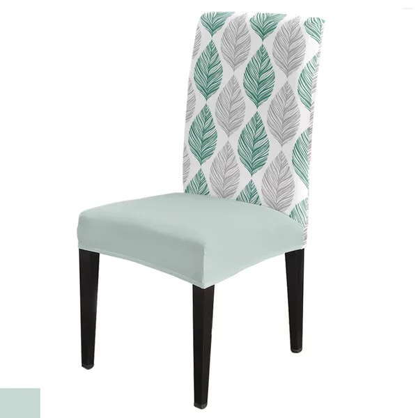 Tampa de cadeira de cadeira verde folhas cinzas textura jining spandex tampa de assento esticado para o casamento de banquete de cozinha case