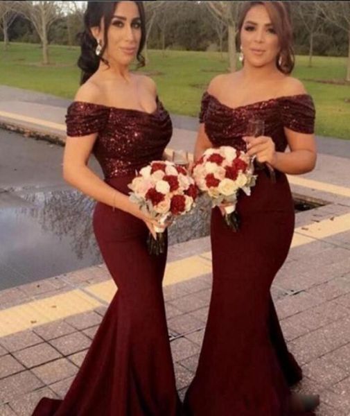 Seksi Vneck Kapalı Omuz Denizkızı Nedime Elbiseleri Parlak Sevgilim Sizli Hizmetçi Onur Elbiseleri Çarpıcı Düğün Partisi Gowns4740283