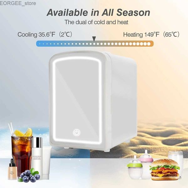 Морозильный мини -холодильник с гибкими светодиодными зеркалами (4 литра/6 банок), используемые для охлаждения и обогрева косметических средств по уходу за кожей, а также продукты питания Xiaomi Y240407