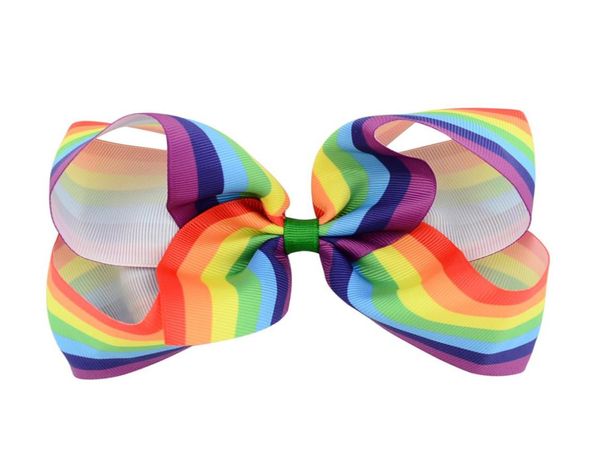 6 quot Girls Rainbow Bow Clips Baby Bubble Цветочная лента Bownot Hairpin Дети Большой Бутик Барретт -волосы складывает детские волосы acc6243476