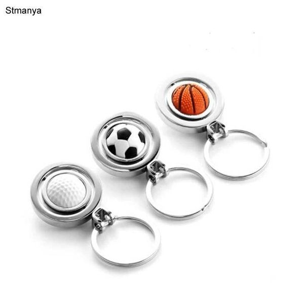 Anahtarlıklar Landards 3 Desing Rotasyon Futbol Metal Keychain Golf Basketbol Araba Ana Zincir Yüzük Anahtar Kolye Erkek Kadın Hediye Takı #17122 Q240403