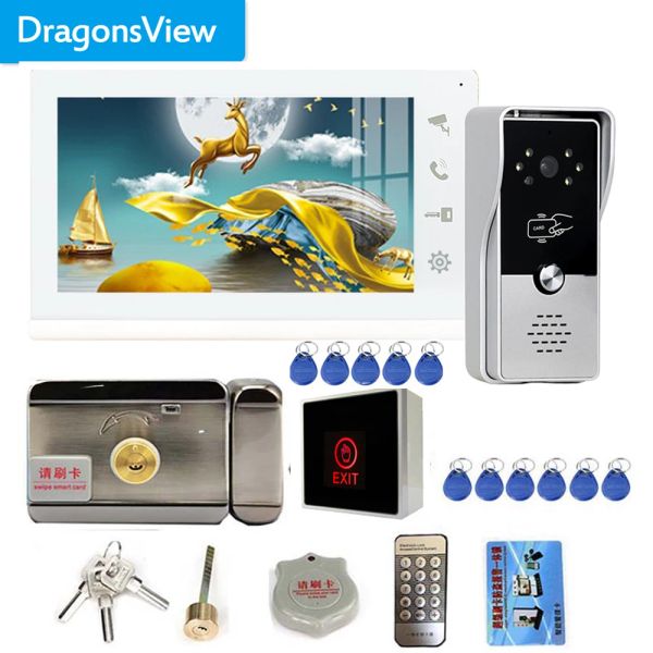 Intercomo Dragonsview Novo Vídeo Home Intercom System Door Phone Doorbell 1MP Câmera com desbloqueio eletrônico de trava para villa Entrada de apartamento