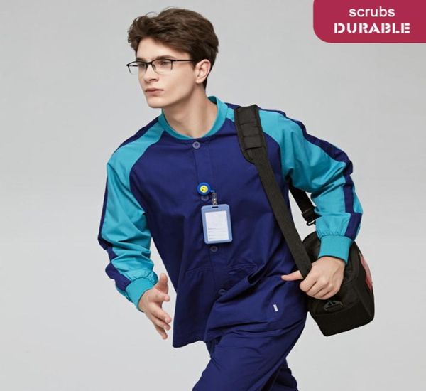 YL013 DONNE UOMINI UNA CAMBIAMENTO DEGGI PPE UP SCRUBS GIACCHIO NURE Abbaccamento Pulsante Couture Performance Scrub Jackets Pavone Abbigliamento medico ufficiale U1433846