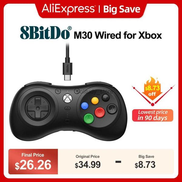 Controller di gioco Joysticks 8BITDO M30 Controller di gioco cablato Adatto per Xbox One Series X S e PC Windows con licenza ufficiale di layout a 6 pulsanti Q240407