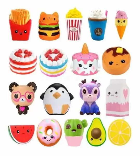 Giocattoli per jumbo di nave intera Kawaii Fries Panda Squishy Cake Deer Squeeze Toys Slowing Cream profumato Punti di Antistress 9308229484