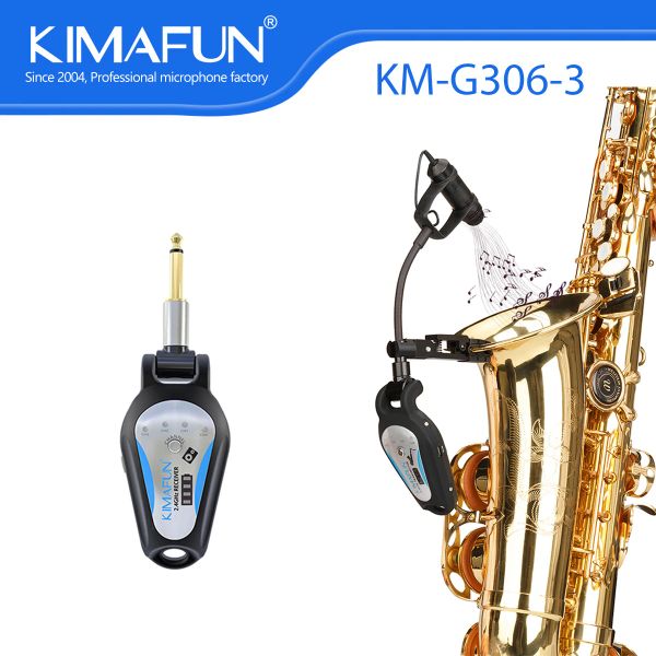 Microfones kimafun saxofone microfone trompete sem fio French Horn Tuba Music Music Mic Outdoor portátil para performance de palco