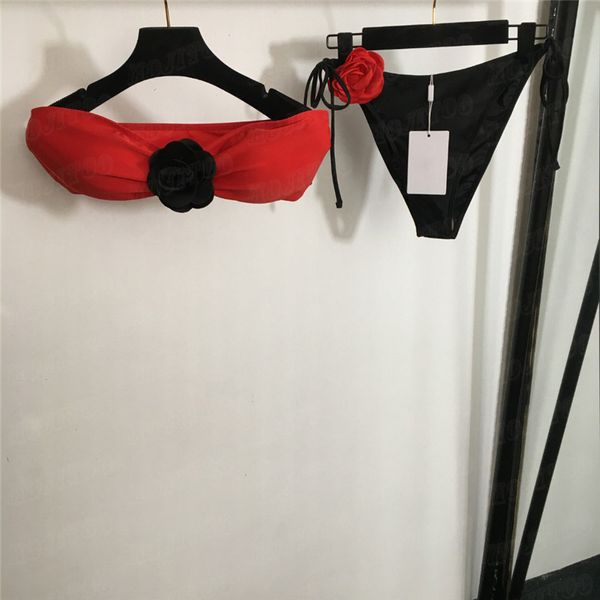 Blumenbikini Designer Badebekleidung Frauen sexy Badeanzüge trägerloser BH -Slips Unterwäsche mit Brustpolstern