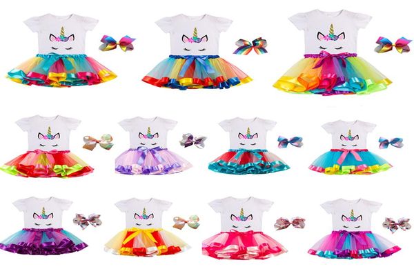 11 стилей детские девочки лето единорог платье для детьми, детская вечеринка, детская одежда, детская одежда, vestidos принцесса радужная наряды D5360156