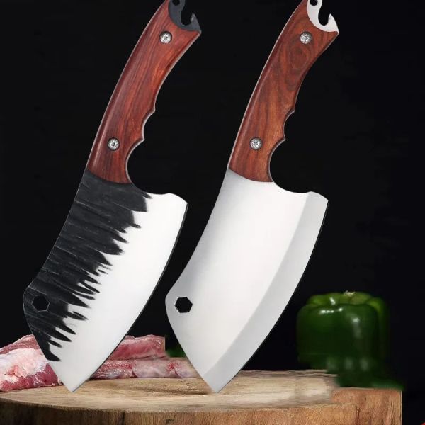 Coltelli a mano forgiato coltello barbecue carne freet tagliente chef chef affettante chiavido acciaio in acciaio incollato coltelli peeling