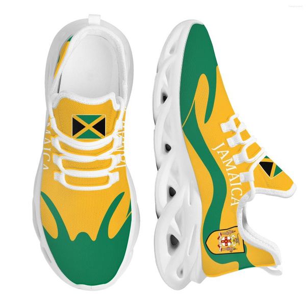 Sapatos casuais instantarts tênis com bandeira da Jamaica e Ilha de Springs Print Fashion Basketball Plataforma de malha respirável Snaeker