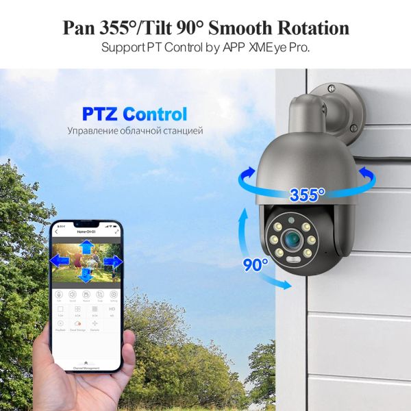 System Techage 8CH 4K UHD 8MP PTZ POE Sistema de câmera ao ar livre Ai Human Detect Twoway Conversa CCTV VIEVERVEILANCE H.265 NVR KIT