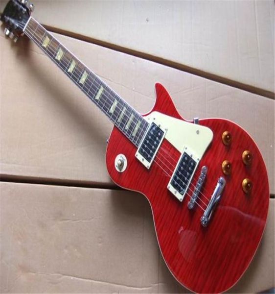 Werksfabrik Ganze kundenspezifische Top -Qualität Red 6string LP E -Gitarre Rosewood Fingerboard Guitara und Chrome Hardware 7302712