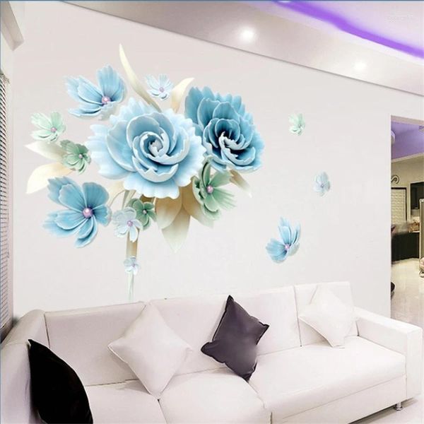 Adesivi per finestre 3D Flower Wall Soggiorno Sfondo TV Decorazione per la casa Poster autoadesivo