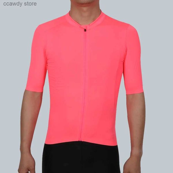 T-shirt maschile 2024 Nuova fluorescenza Pink Pro Team Aero 2 Cicling Jersey Short Seve Men Women più recente Tecnologia Tessuto Migliore qualità H240407