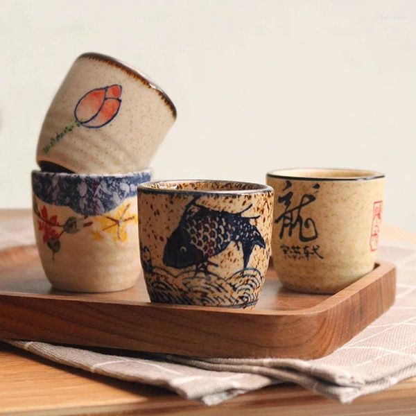 Xícaras pires de pires de cerâmica de estilo japonês antigo vinho de vinhos de vinhos de saquê casa retro cafeteira shochu clássico