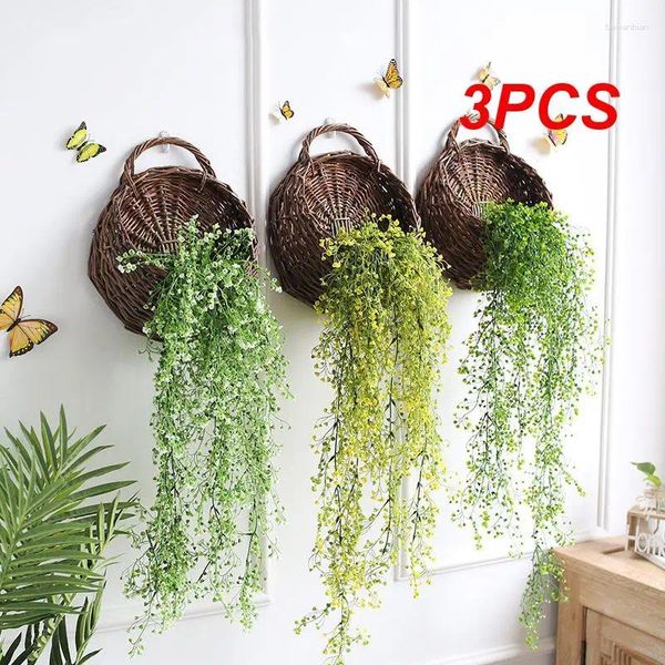 Dekorative Blumen 3pcs Lavendel Bouquet künstliche Seide Plastik Gefühle Home Hochzeit Dekoration Wand Hanging Pflanze Rattan