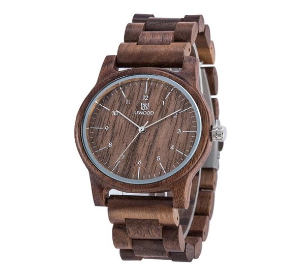 Uwood Luxusholz Uhren 1007 Walnuss Holz Uhr 100% natürliches Holz Japan Bewegung Vine Holzgelenks Uhren für Man4171764