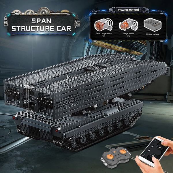 A estrutura da camada de ponte Bloco de construção de carros Molde King 20002 Técnico MOC-29526 VEÍCULO blindado Controle remoto Tanque Militar Tanks Crianças Toys Presentes de aniversário