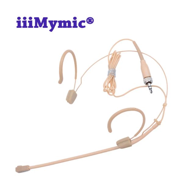 Microfoni microfono auricolare iiimimico auricolare beige professionale per trasmettitore Sennheiser da 3,5 mm per prese con sede a vite con forno