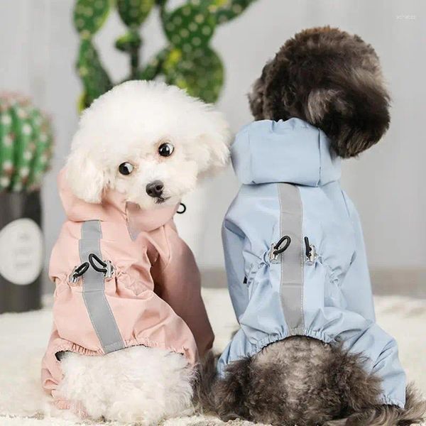 Capa de chuva de roupas de cachorro com capuz de jaqueta de pão de chuva à prova d'água, bolso com zíper para cães pequenos a médios