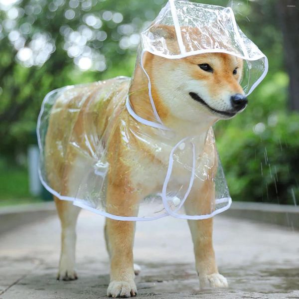 Aparel de cães capa de chuva Transparente PVC Moda Poncho Jaqueta com capuz Caminhadas ao ar livre Pet Supplies