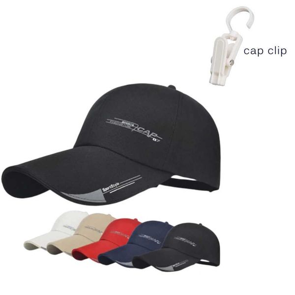 Ball Caps 2021 Спортивная шляпа мужская рыба на открытом воздухе линия моды Бейсбол Длинная подкладка Солнцезащитный козырьк кнопка костяные очки Q240403