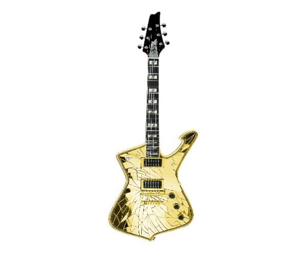 Hochwertige Signature -ekrackedMirrorgold E -Gitarre Solid Mahagony Body mit Flammen Maple Top Chrom Plated Hardware 2815062