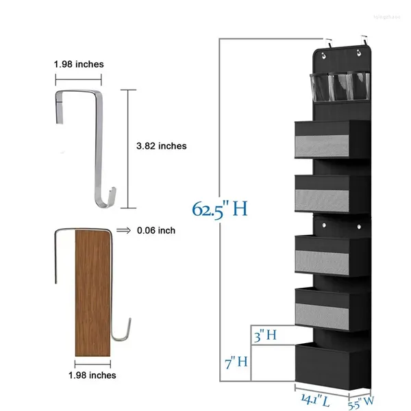 Bolsas de armazenamento Porta de combinação com zíper de seis camadas para pendurar roupas íntimas de berço de bolsa de celular