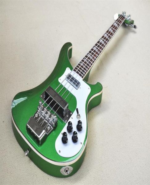 4 corda 4003 Metal Green Bassi Guitar Maple Neck Set em Basswood Body Bridge Fingerboard Fingerboard Tunner7156098