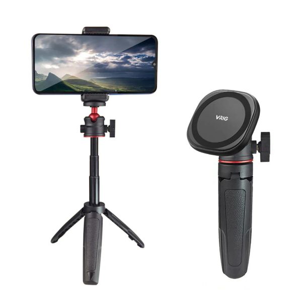 Tripés New Magnetic Extend Selfie Stick Tripé com suporte de telefone 360 Ballhead Telefone Tripod Stand para MagSafe iPhone 14 13 12 Series