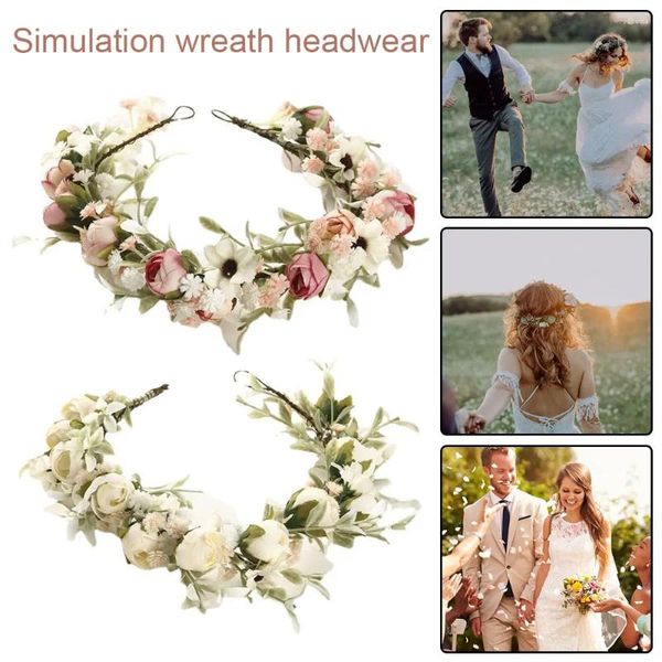 Dekorative Blumen Braut Baby Haar Band Blumenkron Simulation süße Blumenstirnband Po Requisiten für Hochzeitsfestival Party