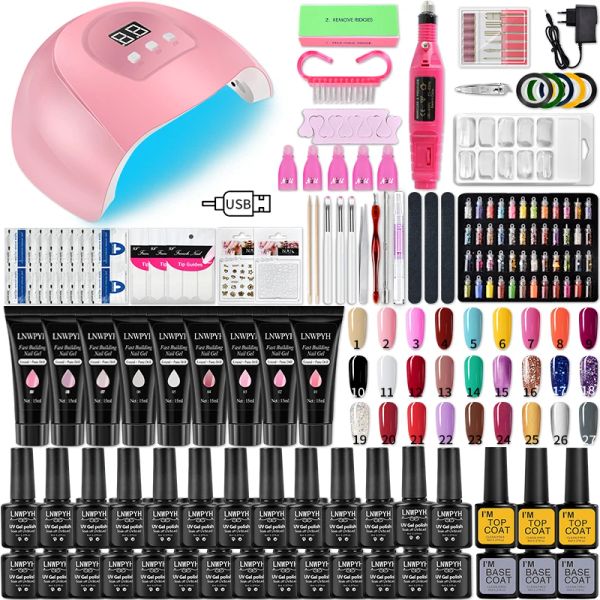 Pistole set di unghie acriliche set per unghie set tutto per gel manicure set di decorazioni per le nail art kit con hine per trapano unghie