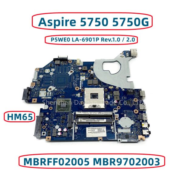 Motherboard für Acer Aspire 5750 5750G 5755G Laptop Motherboard mit P5WE0 LA6901P MBR9702002 MB.R9702.002 HM65 DDR3